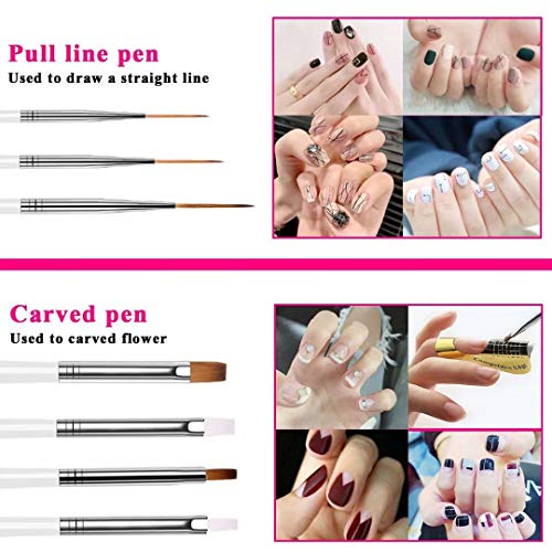 JOYLULY Nail Art Kit Set de cepillos de uñas Herramientas de puntos con decoración de gemas