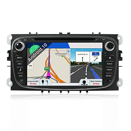 JOYX Android 10 Autoradio compatible para Ford Focus/Mondeo/S-Max/C-Ma/Galaxy Navegacion - 2Din - 2G+32G - LIBRE Cámara trasera Canbus - Apoyo Bluetooth5.0 WLAN Split Screen DAB Carplay -7 pulgadas