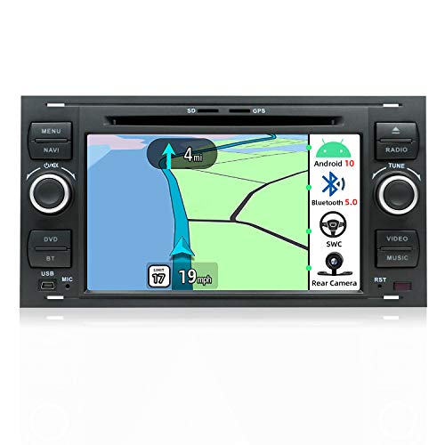 JOYX Android 10 Autoradio para Ford C-MAX/Connect/Fiesta/Focus/Fusion/Galaxy/Kuga S-MAX/Transit/Mondeo Schwarz GPS Navegación |Libre Cámara Trasera & Canbus& Micrófono Externo |7” 2G+32G |GPS 2 DIN