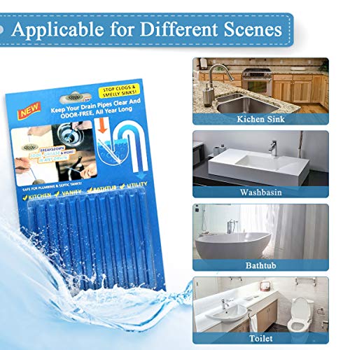 JOYXEON Limpiador de desagües Limpia Tuberias Drain Sticks Varilla de Limpieza,Mantiene Las tuberías de desagüe limpias y Libres de atascamientos, Elimina Olores y Desatasca- 72 Pastillas
