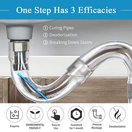 JOYXEON Limpiador de desagües Limpia Tuberias Drain Sticks Varilla de Limpieza,Mantiene Las tuberías de desagüe limpias y Libres de atascamientos, Elimina Olores y Desatasca- 72 Pastillas