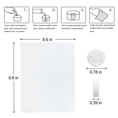 JTMM Toalla comprimida (100 Unidades) Toallas Desechables portátiles de algodón comprimido para el hogar, salón de Belleza, Viajes, Deportes y Actividades al Aire Libre