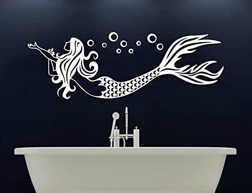 jtxqe Sirena Pared NINFA Niña Mar Animal Marino Náutico Baño Niña Guardería/Pegatinas Decorativas De Pared Adhesivos De Pared De PVC Pegatinas De Pared Decorativas Dormio 122X42Cm