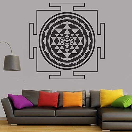 jtxqe Sri Yantra Mandala Geometric PVC Yoga Hall Decorativa De Pared Motivadora Vinilos Removibles Utilizado para La Decoración del Dormitorio De La Sala De Estar Familiar 84x84cm