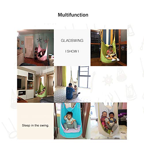 JTYX Silla giratoria para niños Asiento de Hamaca para Adultos Asiento Colgante Silla para Interiores con Gancho de Resorte,Blue,135X78X58CM