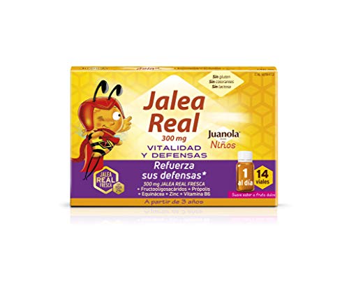Juanola - Jalea Real para Niños, 14 Viales - Complemento alimenticio con jalea real fresca, fructooligosacáridos, própolis, extracto de equinácea, zinc y vitamina B6.