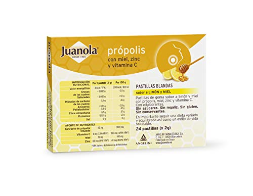 Juanola Propolis Miel Vitamina C, 24 Pastillas de Goma