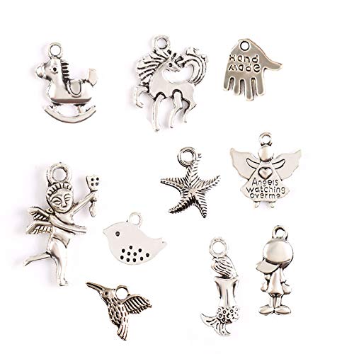 Juanya 100 unidades DIY accesorios mezclados de plata tibetana estilos colgantes del encanto de la joyería de bricolaje para la pulsera collar pendientes