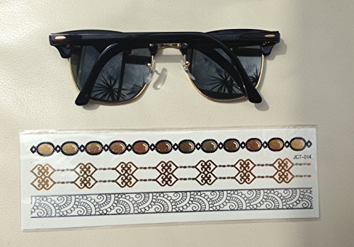 Juego de 10 hojas con tatuajes temporales metalizados