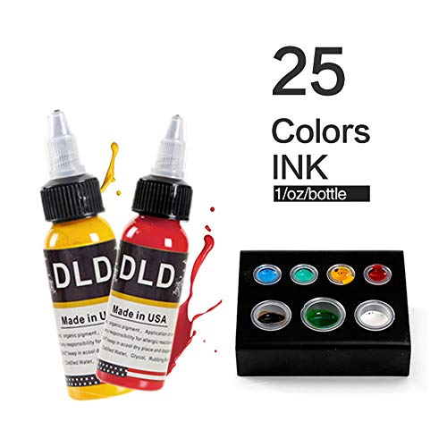 juego de 14 tintas de tatuaje dld 14 colores juego 1 onza 30 ml / botella kit de pigmento de tatuaje para maquillaje 3d belleza piel y pintura corporal