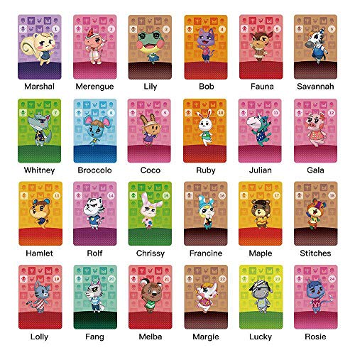 Juego de 24 tarjetas NFC para cruce de animales nuevos horizontes para Nintendo Switch