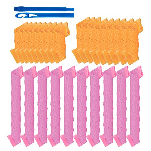 Juego de 36 rizadores de pelo en espiral, rodillos de pelo mágicos con 2 ganchos para peinar el pelo extra largo la mayoría de tipos de peinados