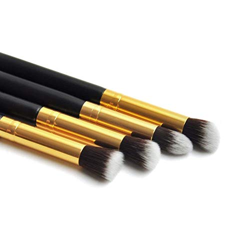 Juego de 4 pinceles de sombra de ojos para base de maquillaje, delineador de ojos, brochas de maquillaje (negro y dorado)