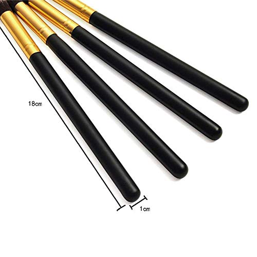 Juego de 4 pinceles de sombra de ojos para base de maquillaje, delineador de ojos, brochas de maquillaje (negro y dorado)