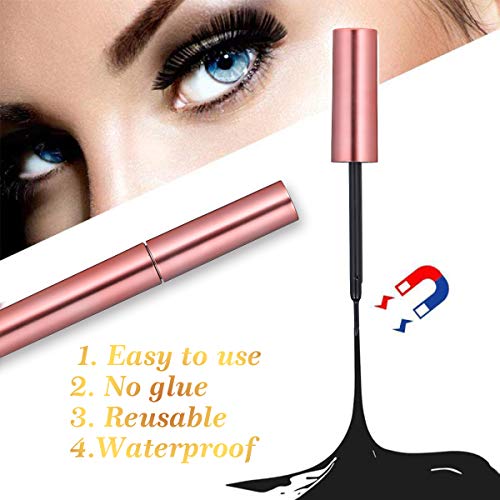 juego de 5 imanes 3D, pestañas postizas naturales ultra finas, reutilizables, lápiz magnético resistente al agua, larga duración (negro
