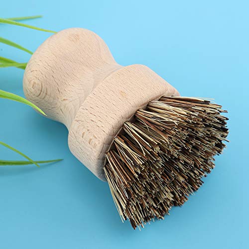 Juego de cepillos redondos para lavaplatos Cepillo para ollas de madera Cepillo para ollas de fibra natural Cepillo duradero sin tratar de madera de haya Mango para ollas Cepillo para fregar
