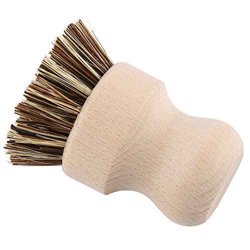 Juego de cepillos redondos para lavaplatos Cepillo para ollas de madera Cepillo para ollas de fibra natural Cepillo duradero sin tratar de madera de haya Mango para ollas Cepillo para fregar