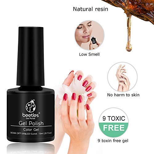 Juego de esmaltes de uñas de gel rojo Beetles - Kit de esmalte de uñas de gel de color rosa melocotón morado borgoña rojo - Kit de esmalte de uñas de gel UV LED