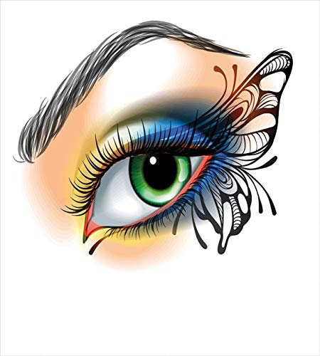 Juego de funda nórdica de 3 piezas Juego de maquillaje de ojos de mujer de fantasía Alas de mariposa Pestañas de colores vibrantes Juego de cama de microfibra de aspecto femenino, lujo (1 funda nórdic