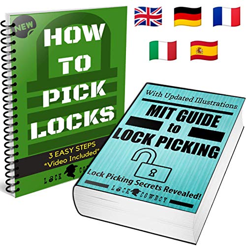 Juego de Ganzúas 30 Piezas + 3 Candados Transparentes para Prácticas y Tarjeta de Crédito con Ganzúas Set de Herramientas LockCowboy + Regalo: Guía Electrónica para Cerrajeros Novatos y Profesionales