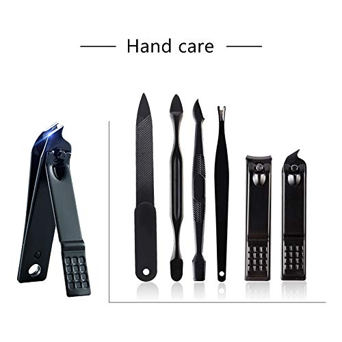 Juego de manicura, Bihuo Juego de pedicura profesional de acero inoxidable 18 en 1 Tijeras de uñas Kit de aseo personal - Kit de herramientas de pedicura/manicura de uñas de viaje portátil negro