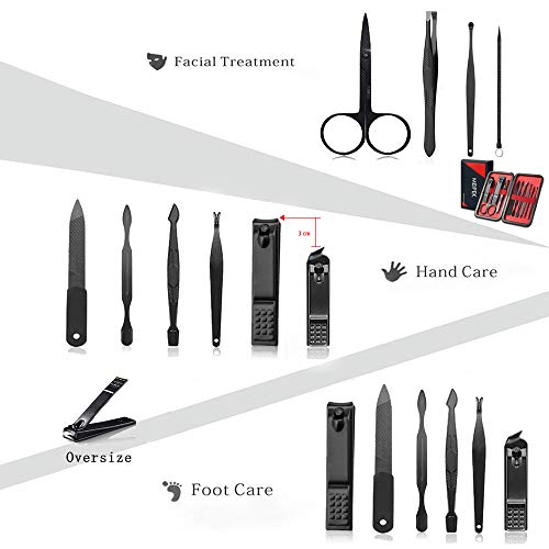 Juego de manicura, juego de pedicura para uñas, juego de cortaúñas, herramientas profesionales de pedicura para uñas, tijeras de uñas 10 en 1 para regalo de hombre y mujer