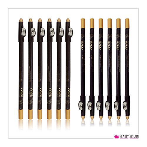 Juego de ojos 12 (6 negro y lápices de 6 marrón largo) impermeable al por mayor trabajo Lot UK