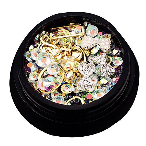 Juego de piedras de estrás para decoración de uñas, cuentas de cristales brillantes, decoración de uñas, cristales y gemas de diamante (oro)