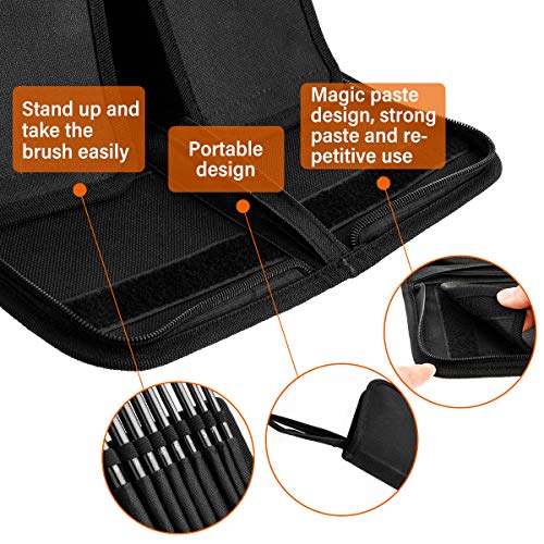 Juego de Pinceles 18 Unidades, Pinceles de Artista,Pinceles de Pintura al Óleo,Pinceles de Arte,Pinceles de Pintura Acrílica, con 1 Rascador, 2 Esponjas, para Pintar al Óleo/Acrílica/Acuarela (Negro)