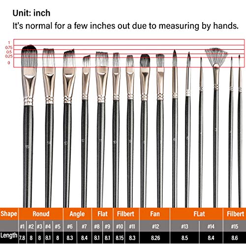 Juego de Pinceles 18 Unidades, Pinceles de Artista,Pinceles de Pintura al Óleo,Pinceles de Arte,Pinceles de Pintura Acrílica, con 1 Rascador, 2 Esponjas, para Pintar al Óleo/Acrílica/Acuarela (Negro)