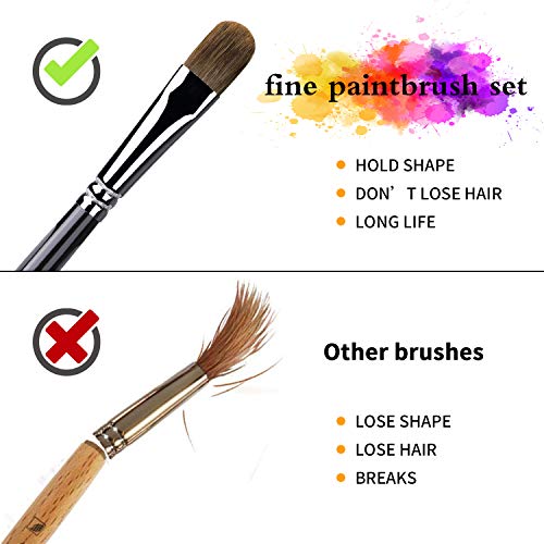 Juego de pinceles Pincel para artistas Hecho de pelo de marta rojo premium para pintura acrílica Pintura de acuarela Pintura al óleo