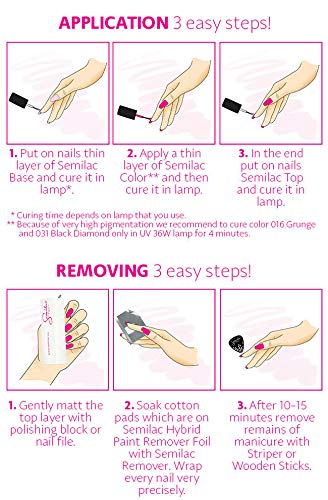 Juego de secado de uñas híbrido Semilac Try Me UV LED 36 W Starter Set lámpara – 3 botes de esmalte de uñas UV híbrido esmalte de uñas UV geles endurecimiento