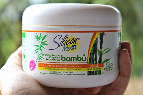 Juego Silicon Mix Bambú, tratamiento capilar y champú nutritivo de 8 oz – Tratamiento capilar de 225g, Champú de 236ml – Para Cabello Seco, Quebradizo y Opacos