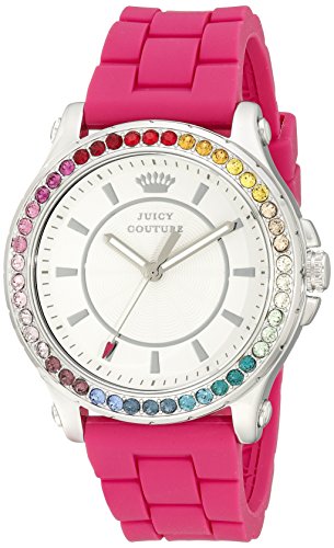 Juicy Couture 1901277 Pedigree Reloj de Acero Inoxidable con Banda de Silicona Rosa para Mujer