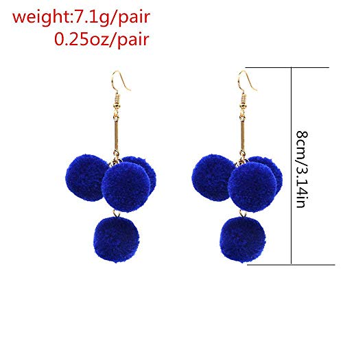 JUKUB Invierno Pom Pom Ball Drops Pendientes Joyería Las Mujeres Cuelgan Los Pendientes Moda Coreana,Gray