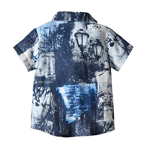 Julhold - Camiseta de algodón con estampado de oso de dibujos animados, para niños y niñas de verano de 0 a 5 años Azul azul 1-2 años