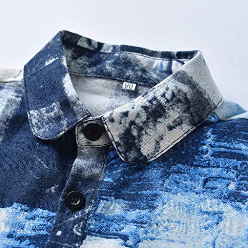 Julhold - Camiseta de algodón con estampado de oso de dibujos animados, para niños y niñas de verano de 0 a 5 años Azul azul 1-2 años