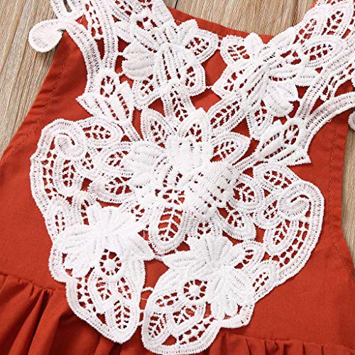 Julhold - Vestido de algodón transpirable para niñas y bebés, diseño informal y cómodo con encaje y mangas de mosca, ideal para el verano