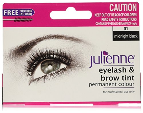 Julienne Eyelash and Eyebrow Permanent Midnight Black 01 Colour Tint 15ml