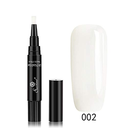 JUNGEN Pluma de pintura de uñas de arte Lápiz de uñas 3 en 1 Pluma de Pegamento de uñas Cepillo de uñas con Pegamento de fototerapia Esmalte de uñas de un paso de flash (Blanco)