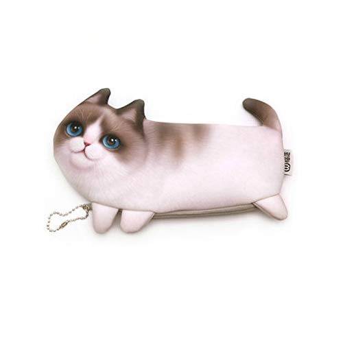 JUNICON - Estuche de Gran Capacidad para lápices, diseño de Gatito, Color Caqui