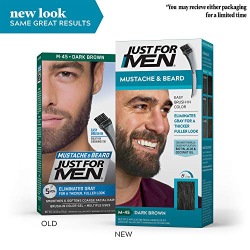 Just For Men - Tinte de barba y bigote para hombre, color negro marrón (M45),pack de 3 unidades