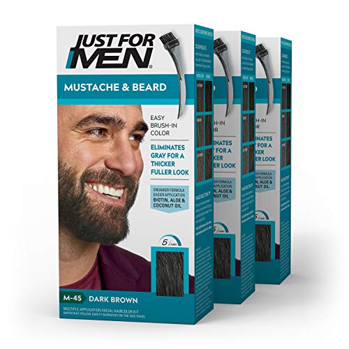Just For Men - Tinte de barba y bigote para hombre, color negro marrón (M45),pack de 3 unidades