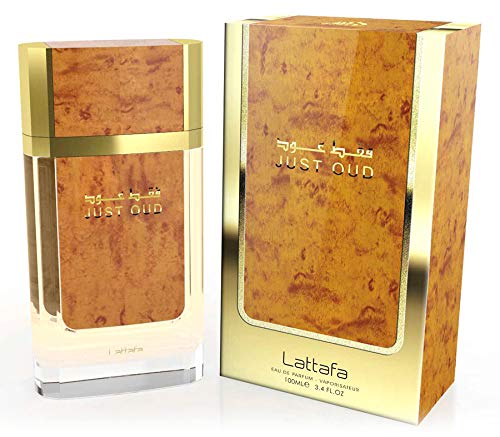 Just Oud - Eau de Parfum Oriental frambuesa y azafrán, 100 ml, color dorado.