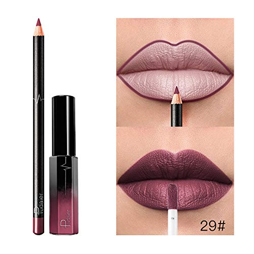 JUTOO 36 color lip lip set delineador de labiosLong Last Lápiz labial Impermeable Mate Líquido Brillante Perfilador de labios Perfilador de cosméticos Set