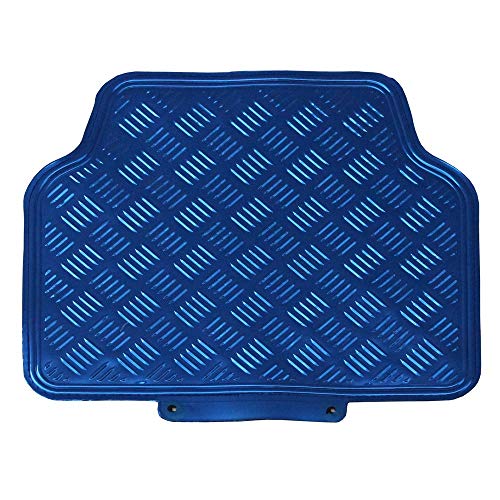 JVL Titan 01-693 Alfombrillas de Goma para Coche con Diseño Metálico, Azul, 4 Unidades