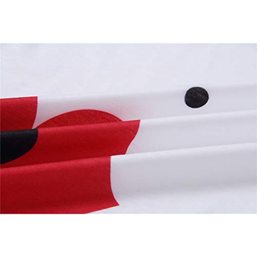 JYE Camiseta con Cuello Redondo y Manga de Volantes para Mujer Top Labios Rojos Patrón de pestañas Jersey Informal Blanco XL