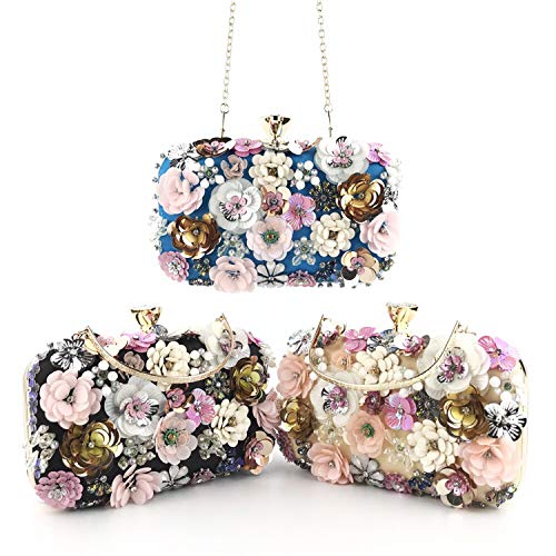 Jywmsc Bolso de Boda Flor Bolsos Clutch Fiesta Bolsos Pequeños Bolsos de Mano