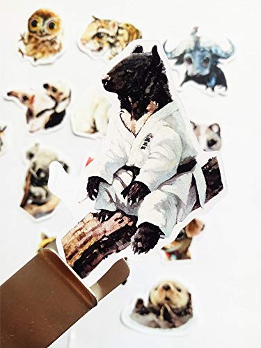JZLMF Kawaii Animal Sticker, Cute Dogs/Parrots/Cats/Buffalo Panda Animals with Big Eyes of Decoration Stationery Stickers 24Pcs