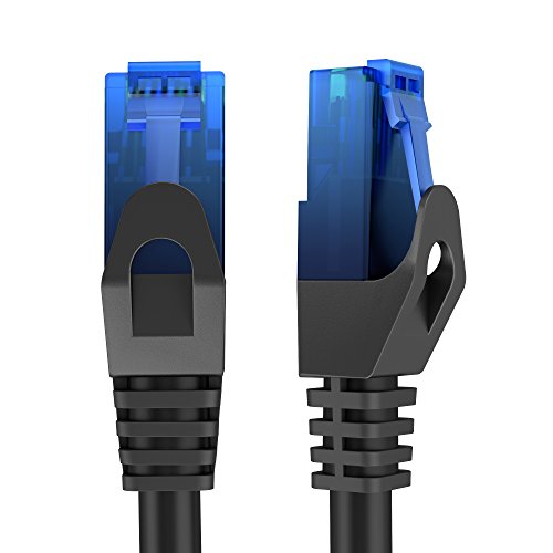 KabelDirekt - Cable de red, cable Ethernet y Lan (transmite hasta 1 Gigabit por segundo y es adecuado para switches, routers, módems con entrada RJ45, Negro/Azul, 30 m